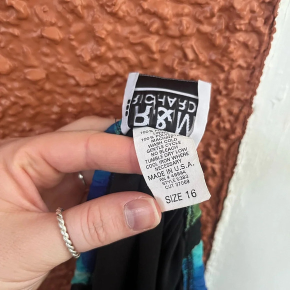 Women’s R&M Richards Hawaiian Floral Layered Midi Skirt Size 16 Black Green Blue - Picture 4 of 4